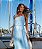 Vestido de Linho Mide Feminino Azul Celeste Assimétrico - Via Sampa - Imagem 2