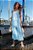 Vestido de Linho Mide Feminino Azul Celeste Assimétrico - Via Sampa - Imagem 1