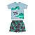 Pijama masculino meia malha brilha escuro azul bebê cinza escuro - Imagem 1