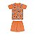Pijama masculino meia malha brilha no escuro cor laranja queimado - Imagem 1