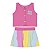 Conjunto feminino de cotton e malha poá com botão - Imagem 3