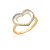 Anel cor de banho de ouro 18k e coração vazado esmaltado com micro zircônias cristais cravejadas - Imagem 1