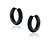 ​Brinco cor de banho de ródio negro argola média com 3 fileiras de cravação em micro zircônia safira - Imagem 1