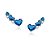 Brinco médio Ear Cuff cor de banho de ródio branco zircônias 3 corações - Imagem 1