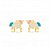 Brinco cor de banho de ouro 18k infantil Unicórnio colorido esmaltado - Imagem 1