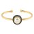 Bracelete cor de banho de ouro 18k com pérola shell branca, micro zircônias e aplique de ródio negro - Imagem 1
