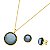 Conjunto de brinco e colar cor de banho de ouro 18k pedra natural ágata preta perolada - Imagem 1