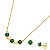 Conjunto de brinco e colar cor de banho de ouro 18k pedra natural ágata verde - Imagem 1