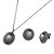 Conjunto de brinco e colar cor de banho de ródio negro pérola shell grafite - Imagem 1