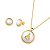 Conjunto de brinco e colar cor de banho de ouro 18k Nossa Senhora Aparecida pedra natural opalina - Imagem 1