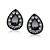 Brinco médio gota cor de banho de ródio negro com cristais quartzo fumê e zircônias negras - Imagem 1