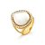 Anel cor de banho de ouro 18k pérola shell branca e zircônias cristal - Imagem 1