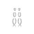 Brinco em cor de banho de ródio branco trio argolas zircônias - Imagem 1
