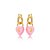 Brinco em cor de banho de ouro 18k argola cadeado coração esmaltado rosa - Imagem 1
