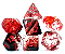 KIT 7 DADOS PARA RPG TRANSLUCIDO COM DETALHES EM VERMELHO - Imagem 2
