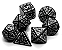 KIT 7 DADOS PARA RPG PRETO COM DESENHO BRANCO - Imagem 2