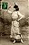 Santos Dumont - Colombina com Chapéu no Formato do Balão Dirigível, Cartão Postal Antigo Original - Imagem 1