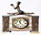 Antigo Garniture com Relógio Marca Nehu, Art Déco, Detalhes em Bronze e Montagem em Mármores Italianos - Imagem 3