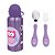 Kit Garrafinha Infantil Inox Squeeze Água 400 Ml+ Kit Talher Colher e Garfo - Imagem 6