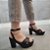 Sandália Plataforma Piura Preto e Jeans Salto Alto Meia Pata - Imagem 7