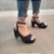 Sandália Plataforma Piura Preto e Jeans Salto Alto Meia Pata - Imagem 8