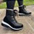 Bota Feminina Forrada Alins Cadarços Lã Inverno - Imagem 1