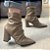 Bota Feminina Ronda Slouch Couro Bico Fino Salto Alto Bloco - Imagem 2