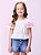 Blusa Infantil Tricoline Off Mangas Rosas Momi - Imagem 1