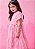 Vestido Infantil Tule Bordado De Flores Rosa - Imagem 2