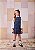 Vestido Jacquard Infantil Xadrez Marinho/prto/off - Imagem 1
