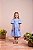 Vestido Infantil Flores Bordada Azul Anime - Imagem 2