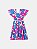Vestido Infantil Flores Azuis Com Rosa Anime - Imagem 3