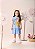 Vestido Infantil Pooh Azul Frances - Imagem 1