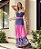 Vestido Longo Pink e Azul Bordado Nina - Desnude - Imagem 1