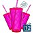 12 Copos Twister 500 ml Rosa neon com tampa e canudo - Imagem 1