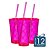 12 Copos Twister 500 ml Rosa neon com tampa e canudo - Imagem 2