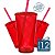 12 Copos Twister 500 ml Vermelho translucido com tampa e canudo - Imagem 1