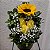 Arranjo no Vidro com Girassol e Rosas - Imagem 1