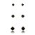 Trios de brincos zircônia 4/5/6mm - Preto - Prata 925 (5 trios) - Imagem 3