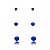 Trios de brincos zircônia Redondo - Azul Caneta - 3/4/5mm - Prata 925 (Contém 5 Trios) - Imagem 3