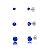 Trios de brincos zircônia Redondo - Azul Caneta - 3/4/5mm - Prata 925 (Contém 5 Trios) - Imagem 1