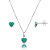 Conjunto Coração Embutido 6mm - Verde Mar - Prata 925 - Imagem 1