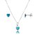 Conjunto Coração Embutido 6mm - Azul Céu- Prata 925 - Imagem 1