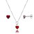 Conjunto Coração Embutido 6mm - Vermelho - Prata 925 - Imagem 1