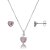 Conjunto Coração Embutido 6mm - Rosa - Prata 925 - Imagem 1