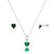 Conjunto Coração Embutido 6mm - Verde Esmeralda - Prata 925 - Imagem 1