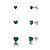 Trios de brincos zircônia Coração 4/5/6x6 - Verde Esmeralda - Prata 925 (Contém 5 Trios) - Imagem 1