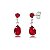 Cartela de brincos zircônia Gota Garra com Redondo 4mm - Vermelho - Prata 925 (Contém 12 Pares) - Imagem 1