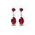 Cartela de brincos zircônia Gota Garra com Redondo 4mm - Vermelho - Prata 925 (Contém 12 Pares) - Imagem 2
