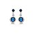 Brinco Zircônia Redondo 3mm com 6mm - Azul Royal  - Prata 925 (12 Pares) - Imagem 2